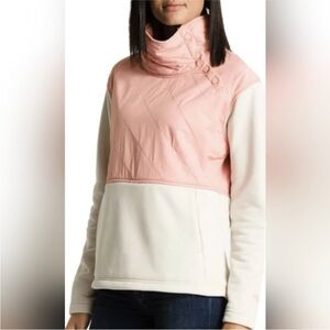 The North Face Rosie Sherpa Pullover Jacket Pink White Size Small